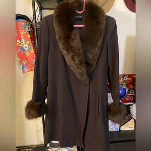Fur and wool coat